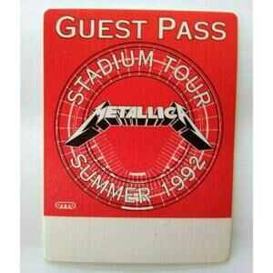 Metallica Backstage Pass Original 1992 Hard Rock Heavy Metal Music Tour Red